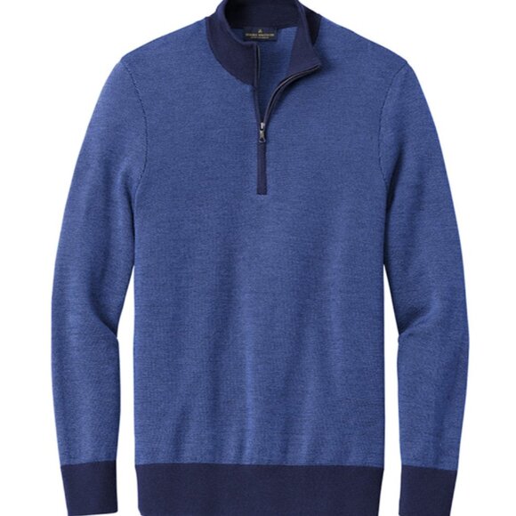 Brooks Brothers - Men's Washable Merino Birdseye 1/4-Zip Sweater - Picture 2 of 11